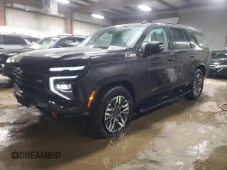 2025 Chevrolet Tahoe Z71 with VIN 1GNS6PRD8SR137179, listed as a Copart auction lot 43597705 with 1,020 mi miles and Salvage title. Bid and sale history available at DreamBid. Image 1.
