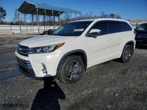 2017 Toyota Highlander Limited with VIN 5TDDZRFH8HS472223, listed as a Copart auction lot 86895504 with 74,418 mi miles and Salvage Title. Bid and sale history available at carsss.com. Image 1.