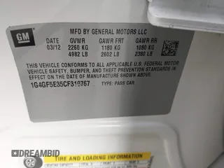2012 Buick LaCrosse Premium 2 с VIN 1G4GF5E35CF310767, выставлен на аукционе IAAI как лот 42083067 с пробегом 143 093 миль миль и . История ставок и продаж доступна на DreamBid. Изображение 9.