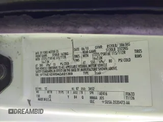 2010 Ford Econoline Cargo Commercial with VIN 1FTNE1EW0ADA91369, listed as a IAAI auction lot 41700236 with Not provided miles and . Bid and sale history available at DreamBid. Image 9.