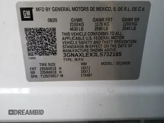 2020 Chevrolet Equinox LT with VIN 3GNAXLEX3LS732165, listed as a Copart auction lot 50311515 with 80,265 mi miles and Salvage Title. Bid and sale history available at carsss.com. Image 13.