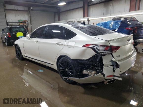2017 Genesis G80 3.8L with VIN KMHGN4JE2HU170460, listed as a Copart auction lot 50372355 with 66,336 mi miles and Salvage Title. Bid and sale history available at carsss.com. Image 2.