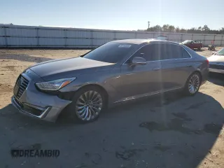2018 Genesis G90 5.0L Ultimate with VIN KMHG54JH6JU046451, listed as a Copart auction lot 86765524 with 84,934 mi miles and Salvage Title. Bid and sale history available at carsss.com. Image 1.