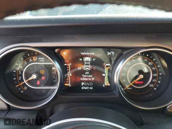 2021 Jeep Wrangler Unlimited Willys Sport with VIN 1C4HJXDG2MW569922, listed as a Copart auction lot 44619615 with 47,641 mi miles and Salvage title. Bid and sale history available at DreamBid. Image 9.