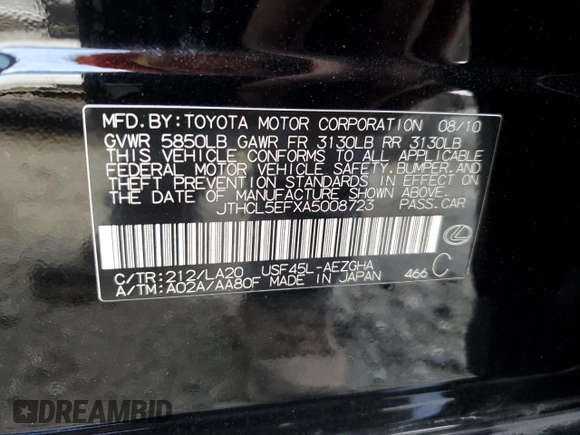 2010 Lexus LS 460 с VIN JTHCL5EFXA5008723, выставлен на аукционе Copart как лот 80964494 с пробегом 151 307 миль миль и Списание • Salvage title. История ставок и продаж доступна на DreamBid. Изображение 12.