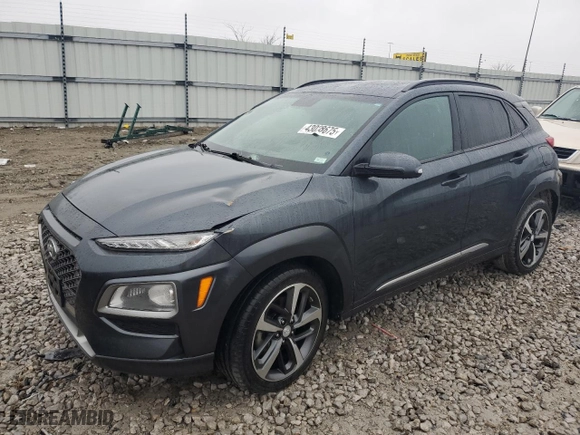 2018 Hyundai Kona Limited with VIN KM8K3CA52JU065191, listed as a Copart auction lot 43028675 with 38,138 mi miles and Salvage Title. Bid and sale history available at carsss.com. Image 1.