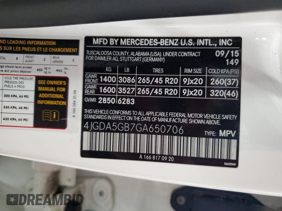 2016 Mercedes-Benz GLE 400 with VIN 4JGDA5GB7GA650706, listed as a Copart auction lot 61780755 with 118,439 mi miles and Clean title. Bid and sale history available at DreamBid. Image 13.