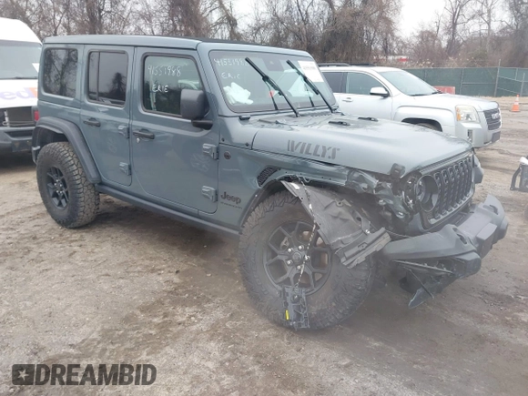 2024 Jeep Wrangler Sport S with VIN 1C4PJXDG7RW263740, listed as a IAAI auction lot 41551988 with 5,122 mi miles and . Bid and sale history available at DreamBid. Image 1.