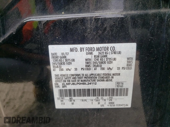 2017 Lincoln MKX Reserve z VIN 2LMPJ8LP0HBL24112, wystawiony jako Copart lot #55925135 z przebiegiem 70 997 mil mil oraz Szkoda całkowita • Salvage title. Historia ofert i sprzedaży dostępna na DreamBid. Obrazek 13.