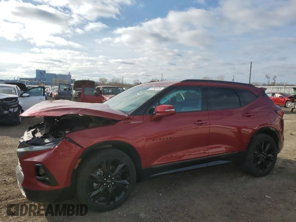 2021 Chevrolet Blazer RS with VIN 3GNKBKRS8MS554301, listed as a Copart auction lot 51752175 with 60,475 mi miles and Salvage title. Bid and sale history available at DreamBid. Image 1.