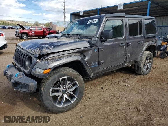 2024 Jeep Wrangler Sport S with VIN 1C4RJXN64RW202828, listed as a Copart auction lot 54202415 with 30,459 mi miles and Salvage title. Bid and sale history available at DreamBid. Image 1.
