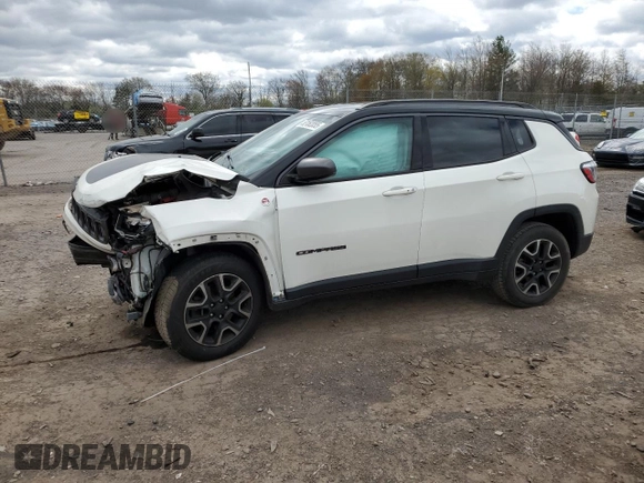 2020 Jeep Compass Trailhawk with VIN 3C4NJDDB2LT142136, listed as a Copart auction lot 53182055 with Not provided miles and Salvage title. Bid and sale history available at DreamBid. Image 1.