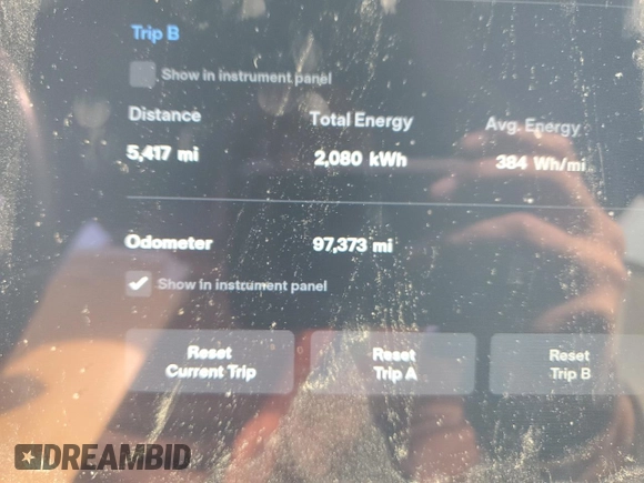2016 Tesla Model S 90D with VIN 5YJSA1E28GF131212, listed as a Copart auction lot 54176705 with 97,373 mi miles and Salvage Title. Bid and sale history available at DreamBid. Image 9.