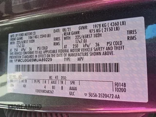 2021 Ford Escape SE with VIN 1FMCU0G65MUA89229, listed as a Copart auction lot 63333395 with 127,194 mi miles and Clean title. Bid and sale history available at DreamBid. Image 13.