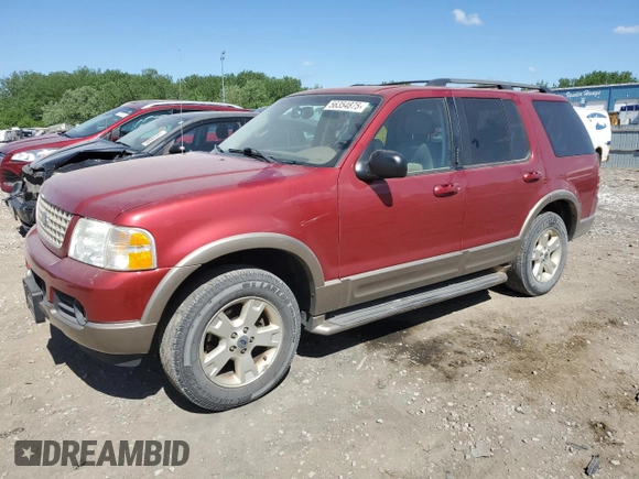 2003 Ford Explorer Eddie Bauer z VIN 1FMZU74K73UA69471, wystawiony jako Copart lot #56354875 z przebiegiem 208 953 mil mil oraz Szkoda całkowita • Salvage title. Historia ofert i sprzedaży dostępna na DreamBid. Obrazek 1.