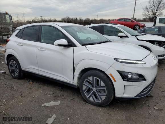 2023 Hyundai Kona Electric SEL with VIN KM8K33AG7PU186793, listed as a Copart auction lot 42733215 with 75,856 mi miles and Non Repairable. Bid and sale history available at carsss.com. Image 4.