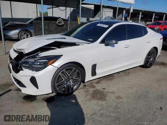 2022 Kia Stinger GT1 with VIN KNAE45LC0N6107838, listed as a Copart auction lot 49623675 with 42,338 mi miles and Salvage Title. Bid and sale history available at DreamBid. Image 1.