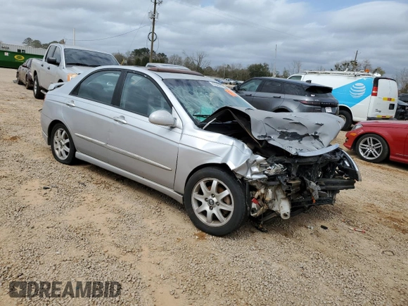2005 Kia Spectra LX with VIN KNAFE121255202207, listed as a Copart auction lot 47648205 with 0 mi miles and Salvage Title. Bid and sale history available at carsss.com. Image 4.