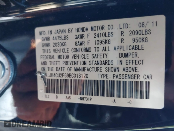 2011 Acura TSX z VIN JH4CU2F69BC018120, wystawiony jako IAAI lot #41379137 z przebiegiem 221 008 mil mil oraz . Historia ofert i sprzedaży dostępna na DreamBid. Obrazek 9.