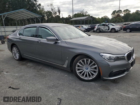 2018 BMW 7 Series 740e xDrive iPerformance with VIN WBA7J2C51JG938383, listed as a Copart auction lot 74255964 with 0 mi miles and Salvage Title. Bid and sale history available at carsss.com. Image 4.