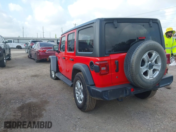 2018 Jeep Wrangler Unlimited Sport z VIN 1C4HJXDG9JW227864, wystawiony jako IAAI lot #42504877 z przebiegiem 53 378 mil mil oraz . Historia ofert i sprzedaży dostępna na DreamBid. Obrazek 3.