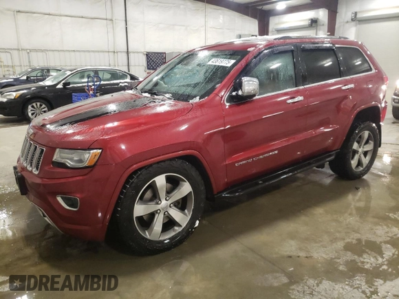 2014 Jeep Grand Cherokee Overland with VIN 1C4RJFCM3EC362173, listed as a Copart auction lot 43619775 with 277,053 mi miles and Salvage Title. Bid and sale history available at DreamBid. Image 1.