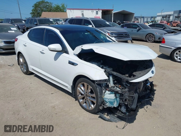 2015 Kia Optima SXL Turbo with VIN 5XXGR4A63FG517492, listed as a IAAI auction lot 42022042 with 162,400 mi miles and . Bid and sale history available at DreamBid. Image 1.