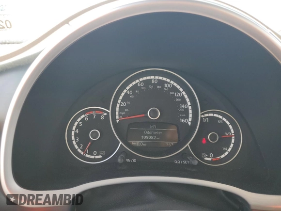 2014 Volkswagen Beetle with VIN 3VW7S7AT5EM815435, listed as a Copart auction lot 43213645 with 109,082 mi miles and Salvage Title. Bid and sale history available at DreamBid. Image 9.
