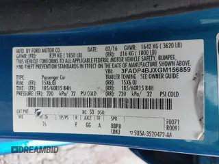 2016 Ford Fiesta SE with VIN 3FADP4BJXGM156859, listed as a IAAI auction lot 42119154 with 74,157 mi miles and . Bid and sale history available at DreamBid. Image 9.