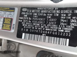 2015 Kia Sorento LX with VIN 5XYKTDA64FG612232, listed as a IAAI auction lot 41894549 with 145,748 mi miles. Bid and sale history available at carsss.com. Image 9.