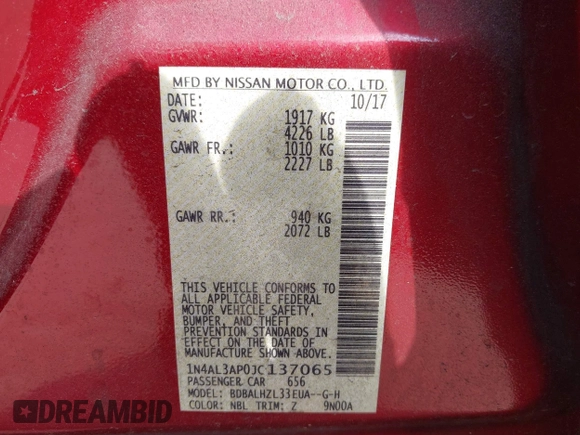 2018 Nissan Altima SV with VIN 1N4AL3AP0JC137065, listed as a IAAI auction lot 41513317 with 49,908 mi miles and . Bid and sale history available at carsss.com. Image 9.
