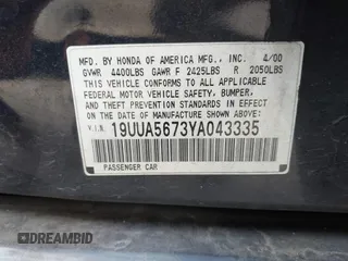 2000 Acura TL with VIN 19UUA5673YA043335, listed as a IAAI auction lot 41966979 with 104,352 mi miles. Bid and sale history available at carsss.com. Image 9.