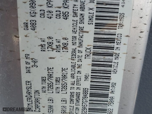 2007 Dodge Ram 2500 SLT with VIN 3D7KS29A57G784889, listed as a Copart auction lot 80718724 with 209,136 mi miles and Salvage Title. Bid and sale history available at carsss.com. Image 15.