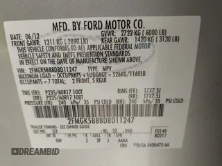 2013 Ford Flex SE z VIN 2FMGK5B88DBD11247, wystawiony jako IAAI lot #41979831 z przebiegiem 102 211 mil mil oraz . Historia ofert i sprzedaży dostępna na DreamBid. Obrazek 9.