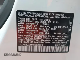 2021 Volkswagen Atlas S с VIN 1V2AP2CA1MC502776, выставлен на аукционе IAAI как лот 41481948 с пробегом 61 503 миль миль и . История ставок и продаж доступна на DreamBid. Изображение 9.