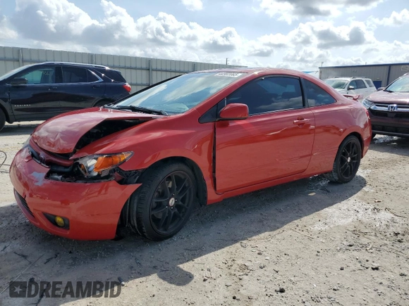 2008 Honda Civic Cpe Si with VIN 2HGFG21508H709306, listed as a Copart auction lot 44902065 with 166,408 mi miles and Salvage Title. Bid and sale history available at carsss.com. Image 1.