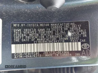 2017 Toyota Corolla L with VIN 2T1BURHE9HC943118, listed as a IAAI auction lot 42439053 with 69,017 mi miles and . Bid and sale history available at DreamBid. Image 9.