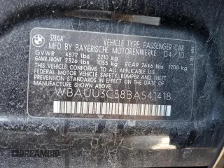 2011 BMW 3 Series 328i xDrive with VIN WBAUU3C58BA541418, listed as a Copart auction lot 88793695 with 168,419 mi miles and Salvage Title. Bid and sale history available at DreamBid. Image 12.
