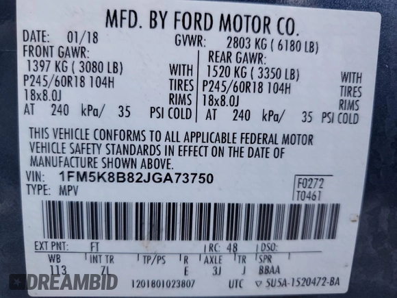 2018 Ford Explorer with VIN 1FM5K8B82JGA73750, listed as a Copart auction lot 52404615 with 167,772 mi miles and Clean title. Bid and sale history available at DreamBid. Image 13.
