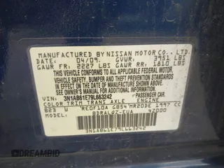 2009 Nissan Sentra S FE+ with VIN 3N1AB61E79L663242, listed as a IAAI auction lot 42295521 with 180,311 mi miles and . Bid and sale history available at DreamBid. Image 9.