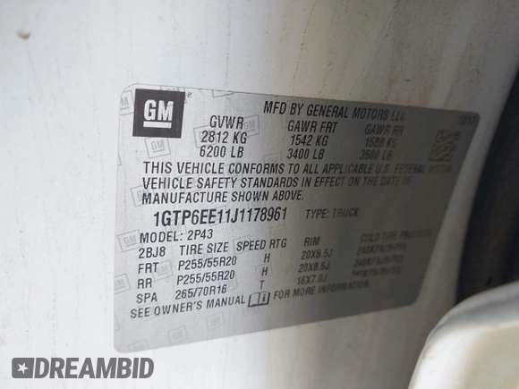 2018 GMC Canyon 4WD Denali z VIN 1GTP6EE11J1178961, wystawiony jako IAAI lot #42499884 z przebiegiem 71 309 mil mil oraz . Historia ofert i sprzedaży dostępna na DreamBid. Obrazek 9.
