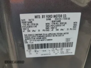 2013 Ford F-150 XL with VIN 1FTFX1EF4DFC34900, listed as a Copart auction lot 63637425 with 199,583 mi miles and Salvage title. Bid and sale history available at DreamBid. Image 13.
