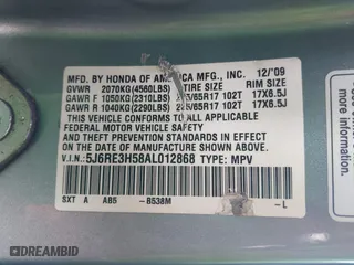 2010 Honda CR-V EX with VIN 5J6RE3H58AL012868, listed as a IAAI auction lot 41820020 with 195,171 mi miles. Bid and sale history available at carsss.com. Image 9.