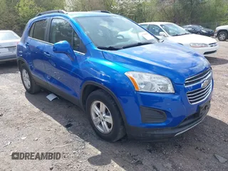 2015 Chevrolet Trax LT with VIN KL7CJLSB7FB076917, listed as a IAAI auction lot 41796629 with 114,993 mi miles. Bid and sale history available at carsss.com. Image 1.