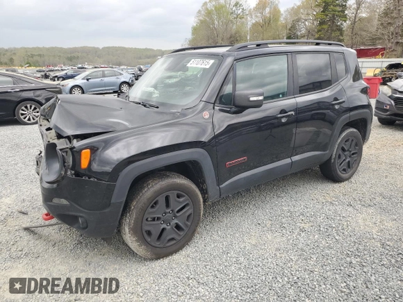 2018 Jeep Renegade Trailhawk with VIN ZACCJBCB3JPH19015, listed as a Copart auction lot 51107615 with 57,517 mi miles and Salvage title. Bid and sale history available at DreamBid. Image 1.