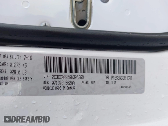 2016 Chrysler 300 Limited with VIN 2C3CCARG5GH305269, listed as a IAAI auction lot 41496464 with 103,960 mi miles and . Bid and sale history available at DreamBid. Image 9.