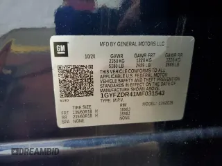 2021 Cadillac XT4 AWD Premium Luxury with VIN 1GYFZDR41MF031543, listed as a Copart auction lot 61085805 with 21,318 mi miles and Salvage title. Bid and sale history available at DreamBid. Image 14.