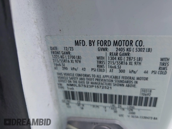 2023 Ford Transit Connect XL z VIN NM0LS7S23P1572521, wystawiony jako IAAI lot #42573769 z przebiegiem 31 265 mil mil oraz . Historia ofert i sprzedaży dostępna na DreamBid. Obrazek 9.