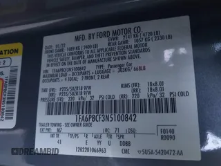 2022 Ford Mustang GT with VIN 1FA6P8CF3N5100842, listed as a IAAI auction lot 41936193 with 55,081 mi miles and . Bid and sale history available at DreamBid. Image 9.