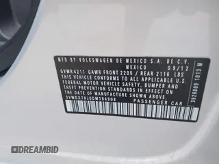 2013 Volkswagen Jetta SE with VIN 3VWDX7AJ0DM384908, listed as a IAAI auction lot 41466642 with 92,131 mi miles and . Bid and sale history available at DreamBid. Image 9.